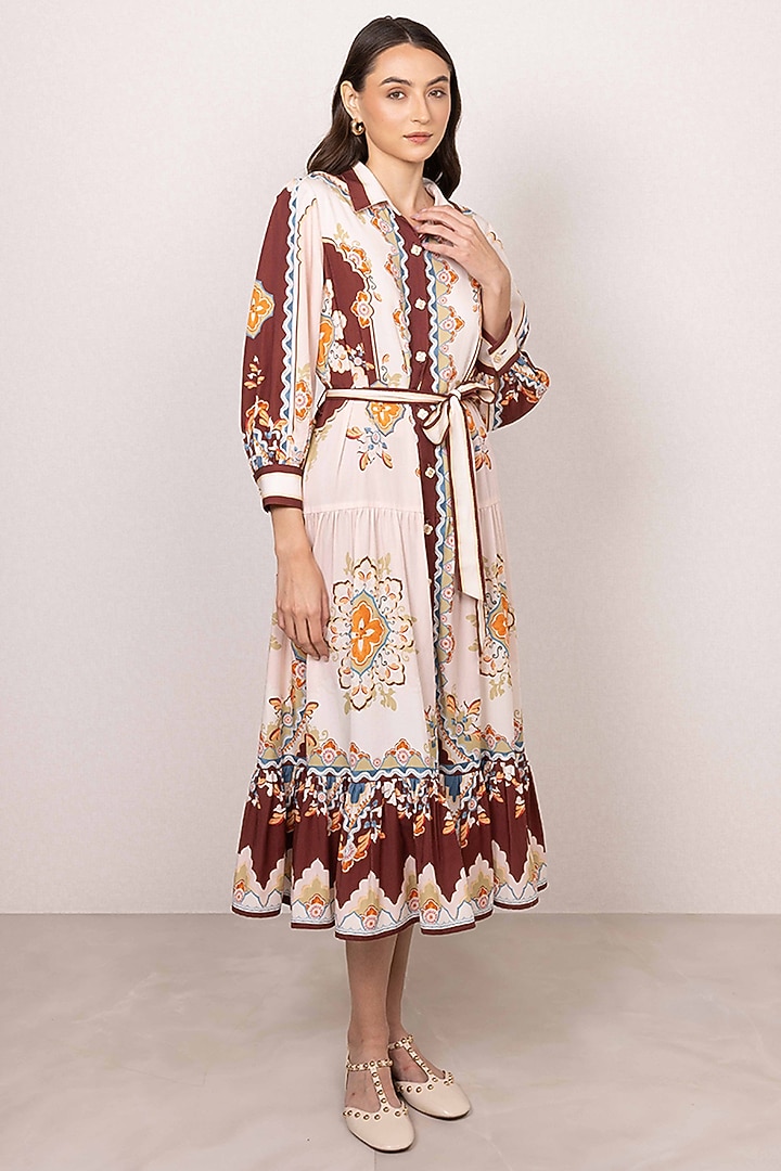 Multi-Colored Tencel Tapestry Printed Vacation Shirt Dress by Ranna Gill at Pernia's Pop Up Shop