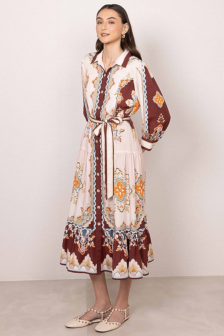 Multi-Colored Tencel Tapestry Printed Vacation Shirt Dress by Ranna Gill at Pernia's Pop Up Shop
