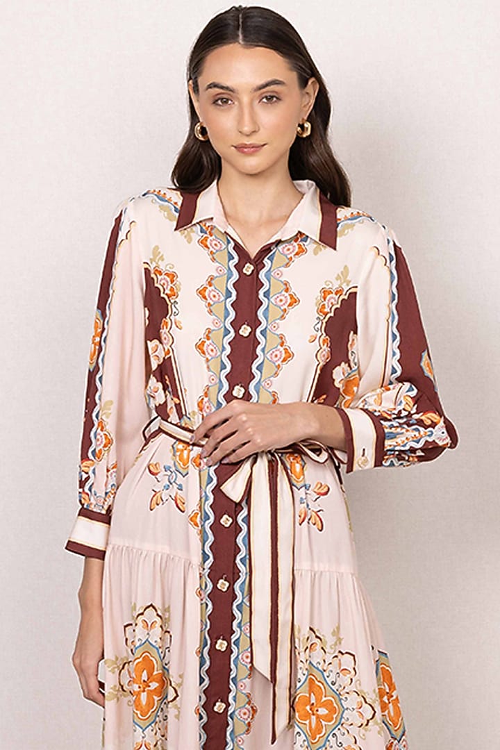 Multi-Colored Tencel Tapestry Printed Vacation Shirt Dress by Ranna Gill at Pernia's Pop Up Shop