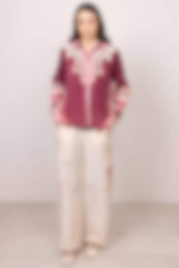 Multi-Colored Poly Crepe Tapestry Printed Shirt by Ranna Gill at Pernia's Pop Up Shop