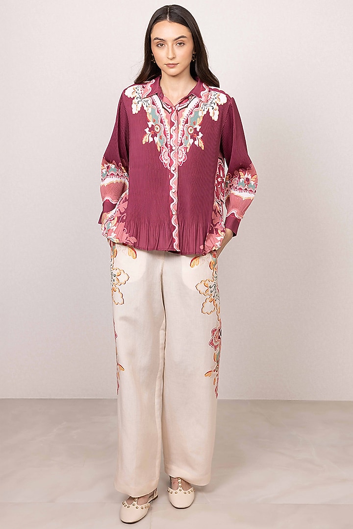 Multi-Colored Poly Crepe Tapestry Printed Shirt by Ranna Gill at Pernia's Pop Up Shop
