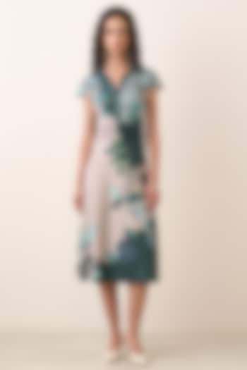 Multi-Colored Jersey Floral Embroidered Midi Vacation Dress by Ranna Gill at Pernia's Pop Up Shop