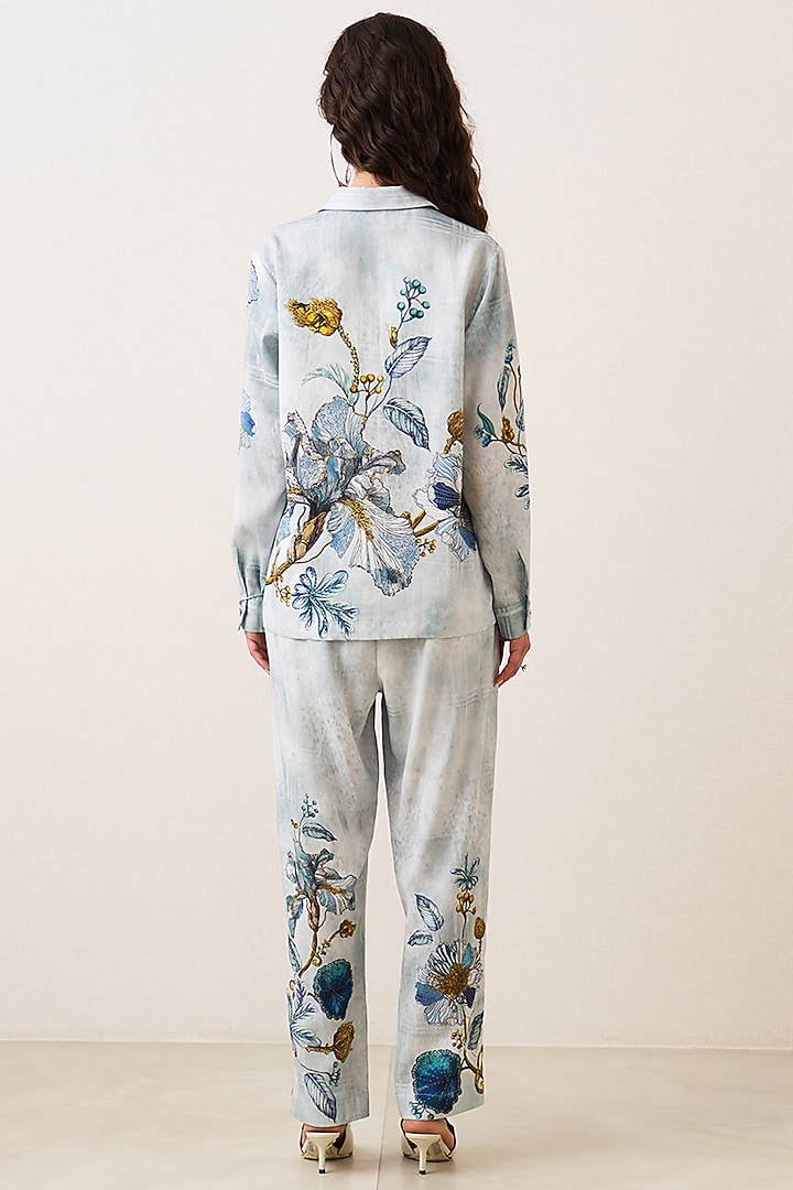 Multi-Colored Tencel Twill Floral Printed Jacket Set by Ranna Gill at Pernia's Pop Up Shop