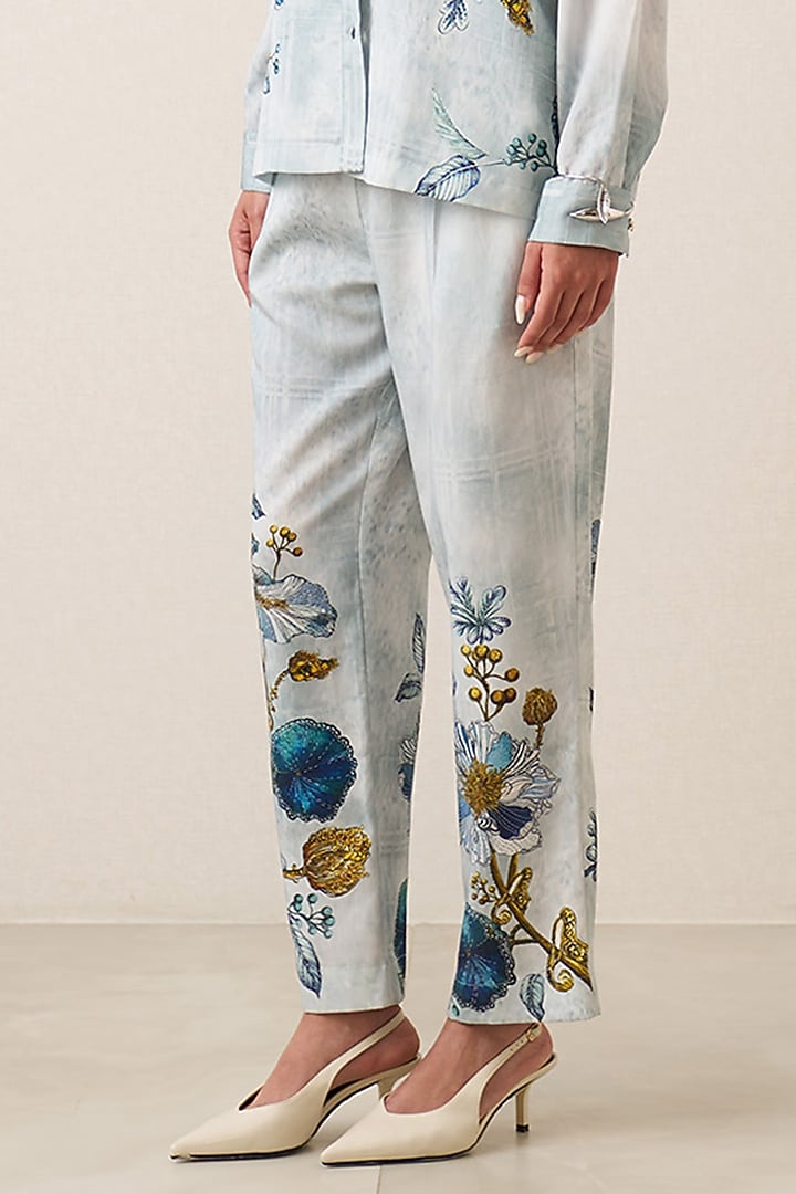 Multi-Colored Tencel Twill Floral Printed Jacket Set by Ranna Gill at Pernia's Pop Up Shop