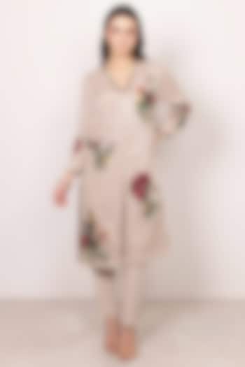Soft Beige Sequins Fabric Tunic Set by Ranna Gill at Pernia's Pop Up Shop