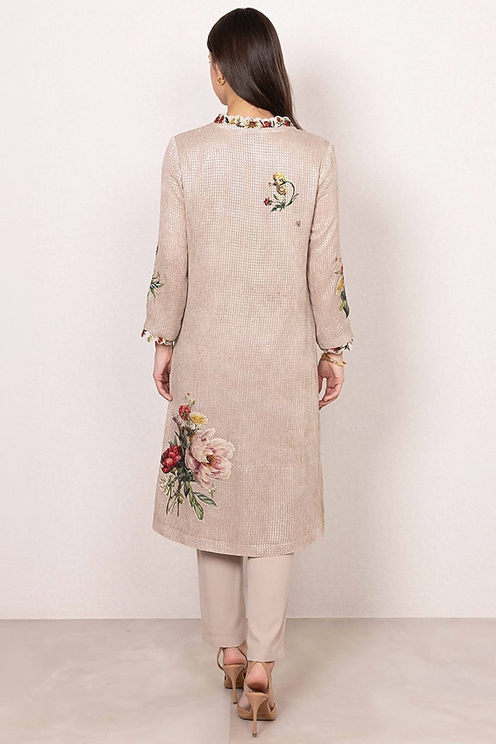 Soft Beige Sequins Fabric Tunic Set by Ranna Gill at Pernia's Pop Up Shop