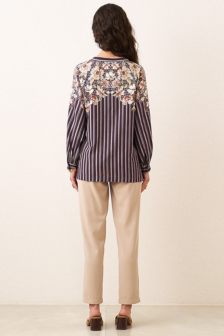 Plum Poly Crinkle Printed Top by Ranna Gill at Pernia's Pop Up Shop