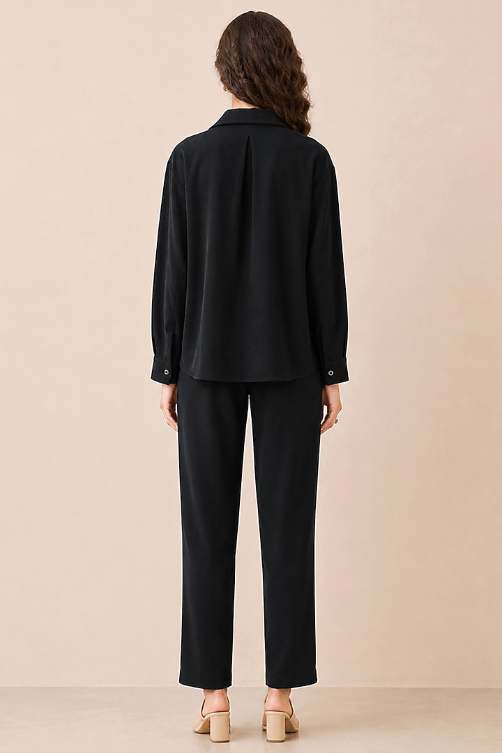 Black Poly Scuba Co-Ord Set by Ranna Gill at Pernia's Pop Up Shop