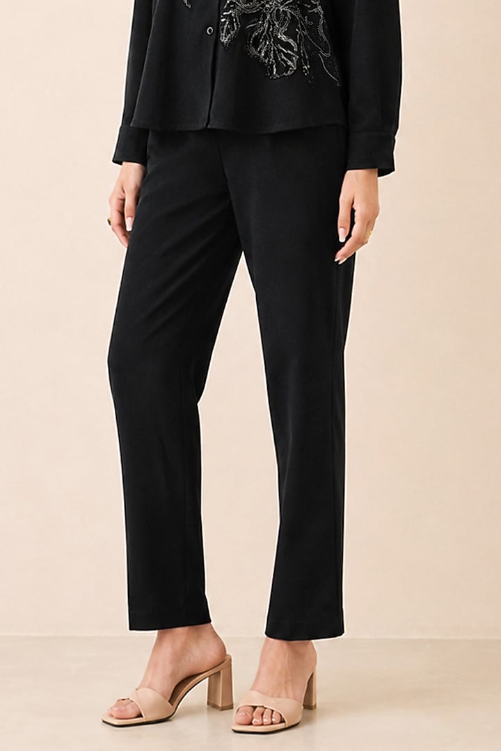 Black Poly Scuba Co-Ord Set by Ranna Gill at Pernia's Pop Up Shop