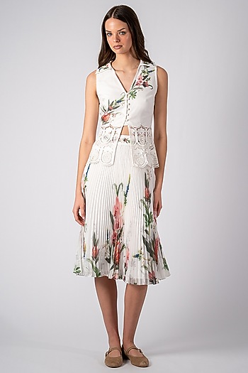 White Linen Skirt Set by Ranna Gill at Pernia's Pop Up Shop