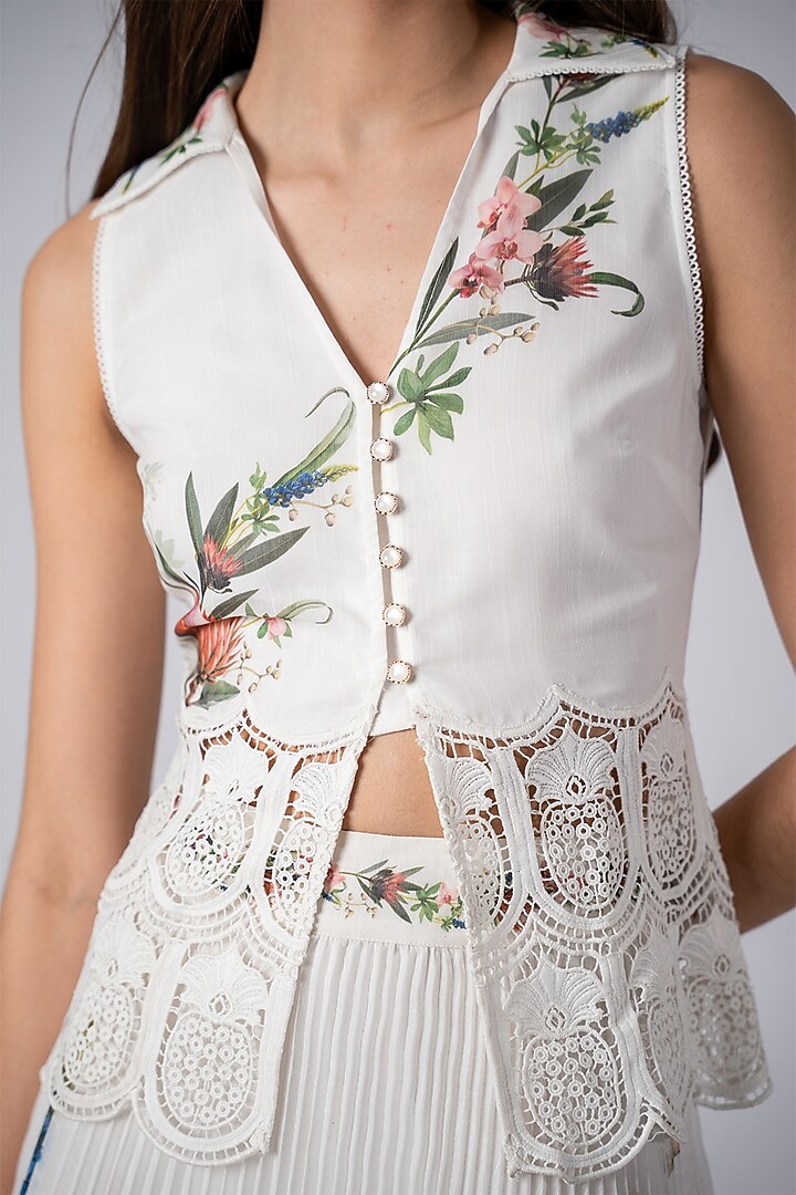 White Linen Skirt Set by Ranna Gill at Pernia's Pop Up Shop