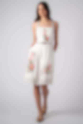 White Linen Printed Halter Vacation Dress by Ranna Gill at Pernia's Pop Up Shop