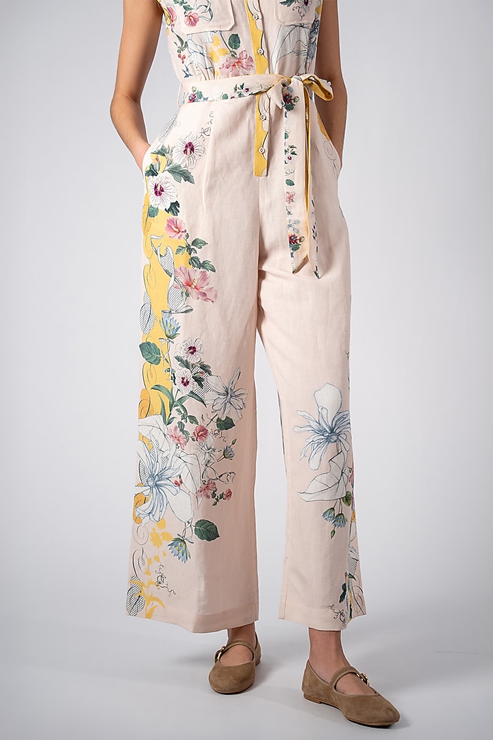 Multi-Colored Linen Viscose Printed Jumpsuit by Ranna Gill at Pernia's Pop Up Shop