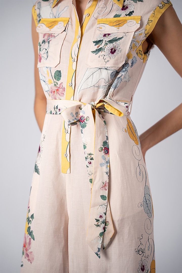 Multi-Colored Linen Viscose Printed Jumpsuit by Ranna Gill at Pernia's Pop Up Shop