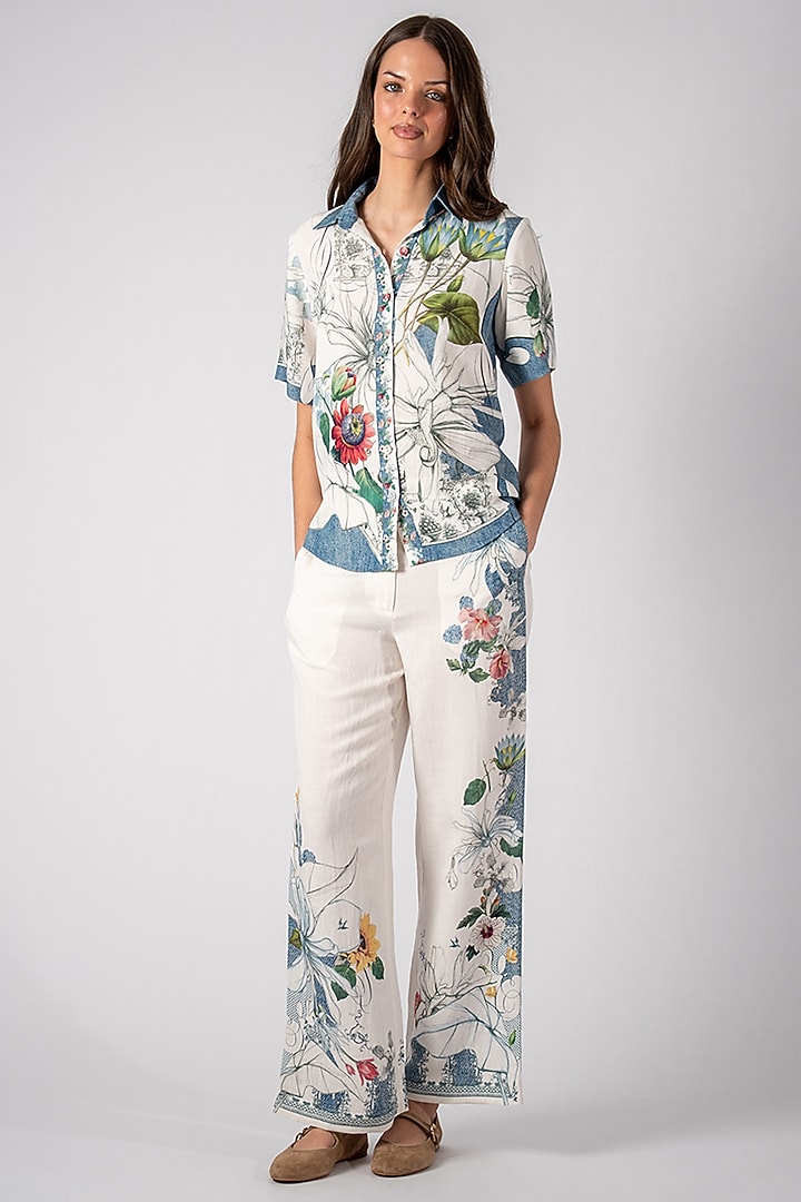 Multi-Colored Linen Viscose Printed Co-Ord Set by Ranna Gill at Pernia's Pop Up Shop