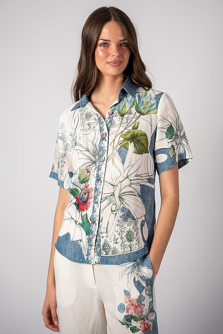 Multi-Colored Linen Viscose Printed Co-Ord Set by Ranna Gill at Pernia's Pop Up Shop