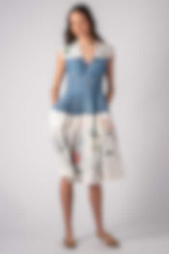 Multi-Colored Linen Viscose Printed Midi Vacation Dress by Ranna Gill at Pernia's Pop Up Shop