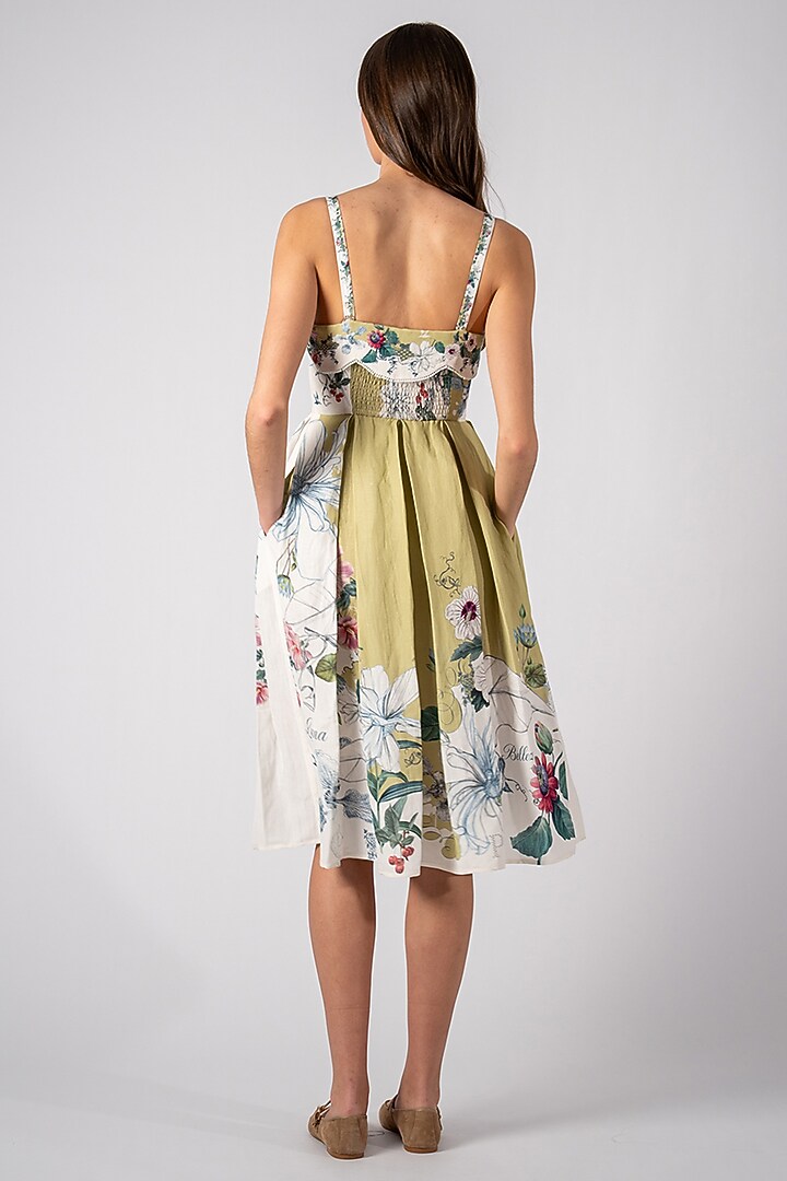 Multi-Colored Viscose Linen Printed Midi Vacation Dress by Ranna Gill at Pernia's Pop Up Shop