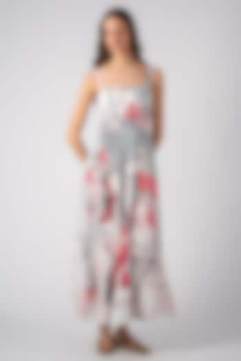 Multi-Colored Poly Satin Floral Printed Jumpsuit by Ranna Gill at Pernia's Pop Up Shop