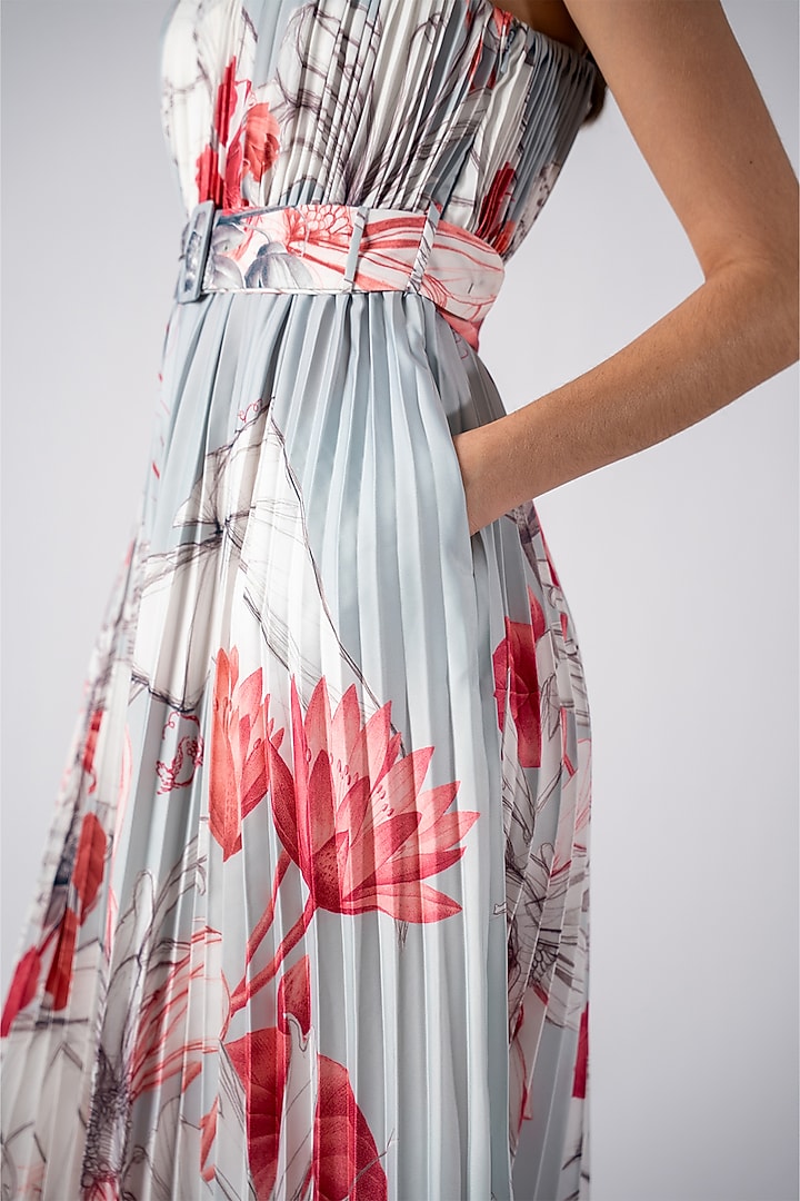 Multi-Colored Poly Satin Floral Printed Jumpsuit by Ranna Gill at Pernia's Pop Up Shop