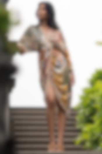 Multi-Colored Viscose Sequins Printed Wrap Vacation Dress by Ranna Gill at Pernia's Pop Up Shop