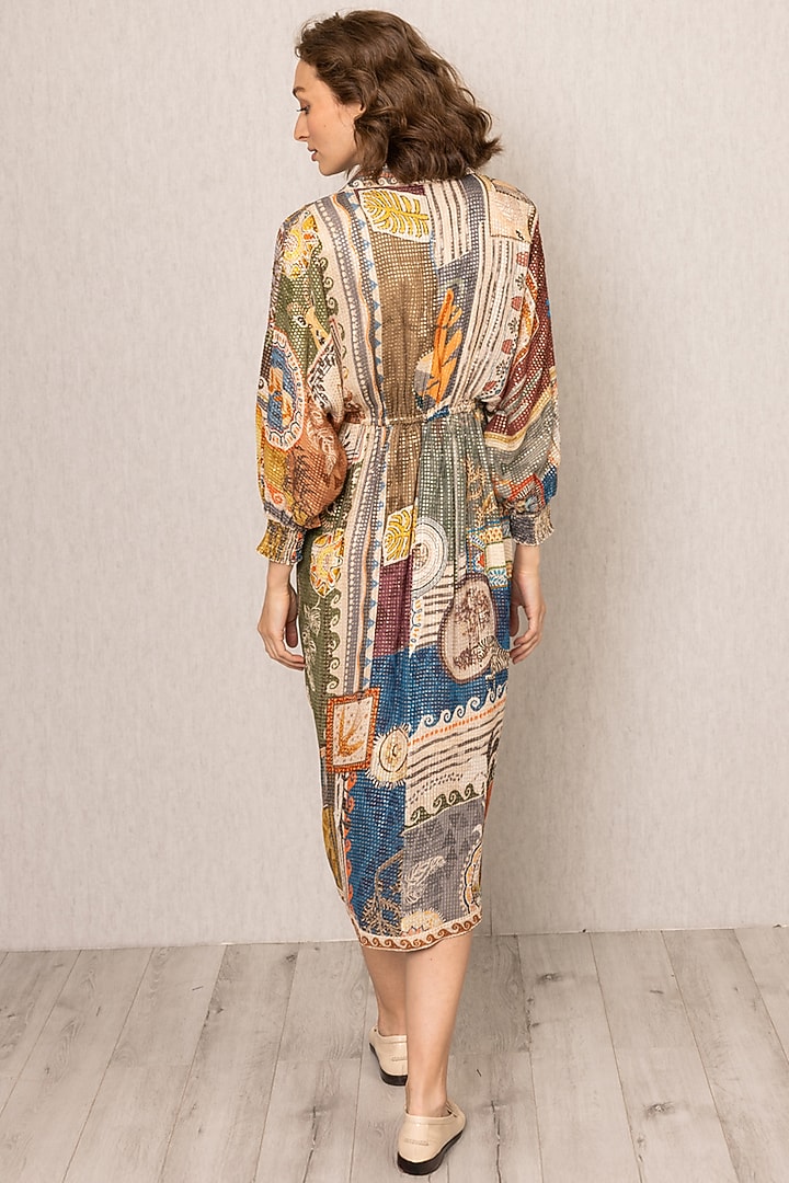 Multi-Colored Viscose Sequins Printed Wrap Vacation Dress by Ranna Gill at Pernia's Pop Up Shop