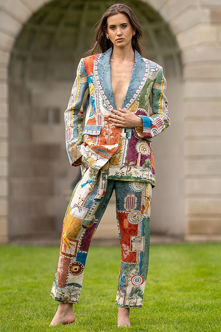 Multi-Colored Viscose Linen Printed Pants by Ranna Gill at Pernia's Pop Up Shop