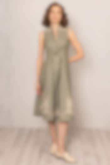Sage Green Poly Flex Printed Midi Vacation Dress by Ranna Gill at Pernia's Pop Up Shop