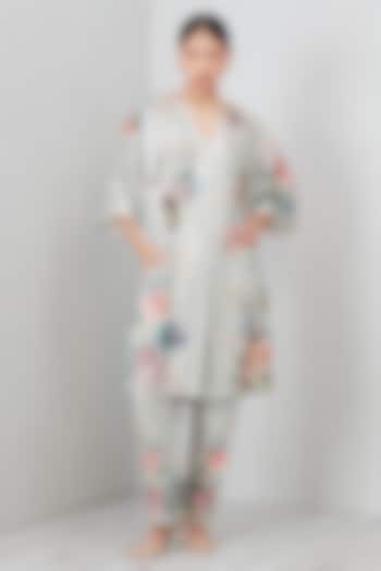 Light Sage Green Poly Sequin Embroidered Tunic Set by Ranna Gill at Pernia's Pop Up Shop