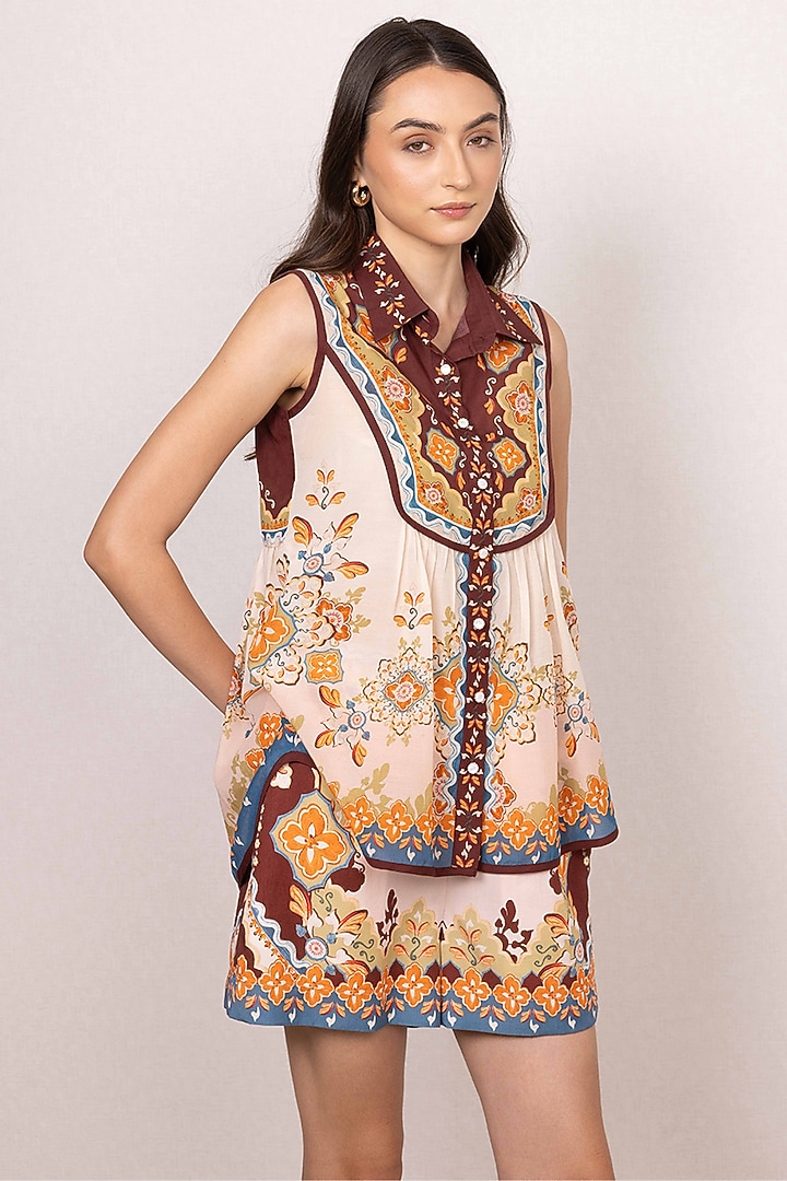 Multicoloured Tencel Twill Printed Shorts by Ranna Gill at Pernia's Pop Up Shop