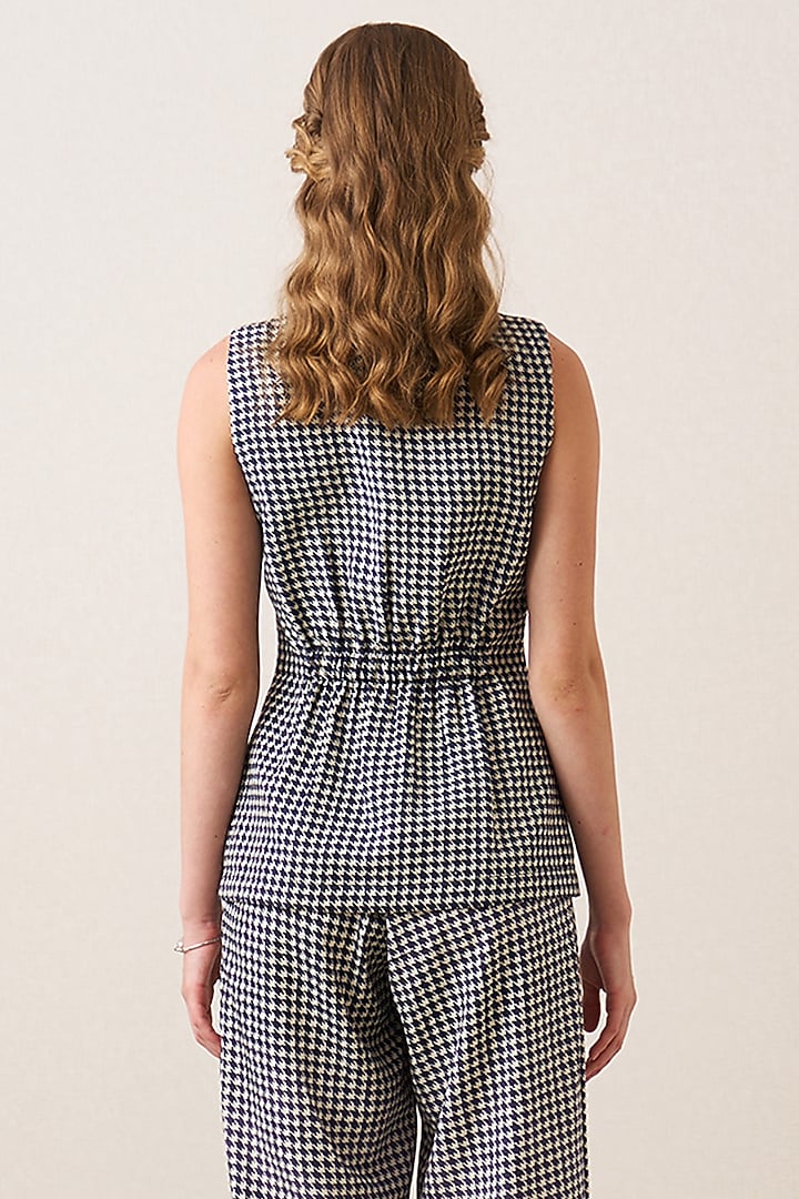 Grey Satin Viscose Printed Waistcoat by Ranna Gill at Pernia's Pop Up Shop