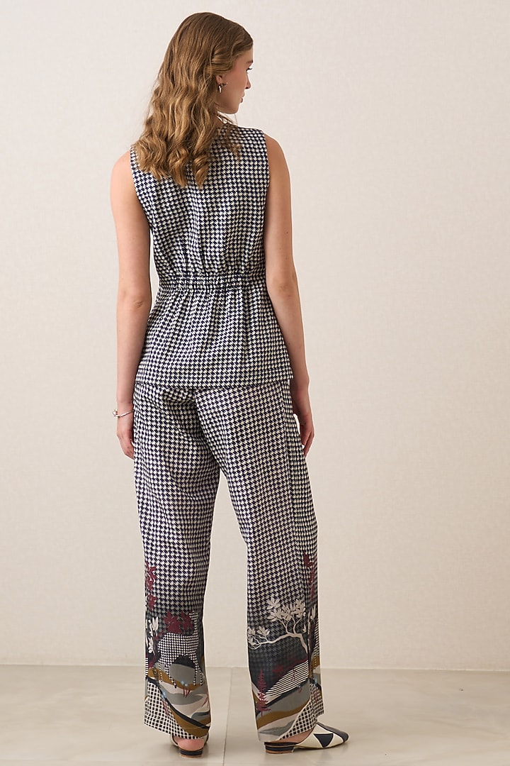 Grey Satin Viscose Printed Waistcoat by Ranna Gill at Pernia's Pop Up Shop