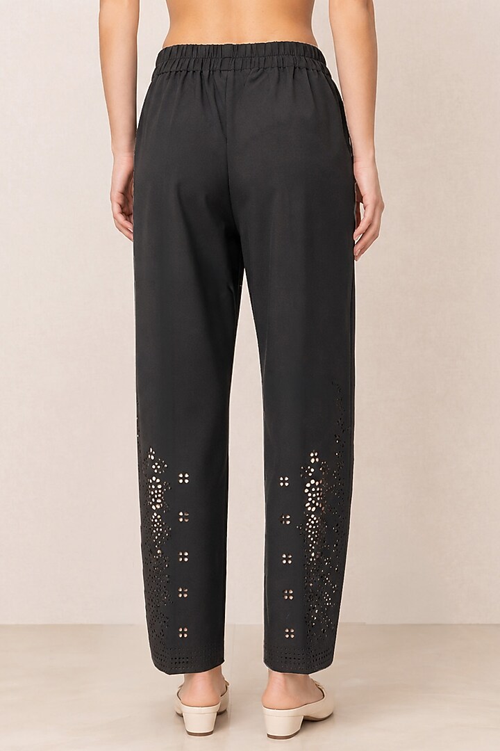 Black Banana Crepe Lace Detailed Pants by Ranna Gill at Pernia's Pop Up Shop
