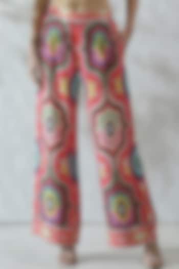 Multi-Colored Linen Blend Wide-Legged Pants by Ranna Gill at Pernia's Pop Up Shop