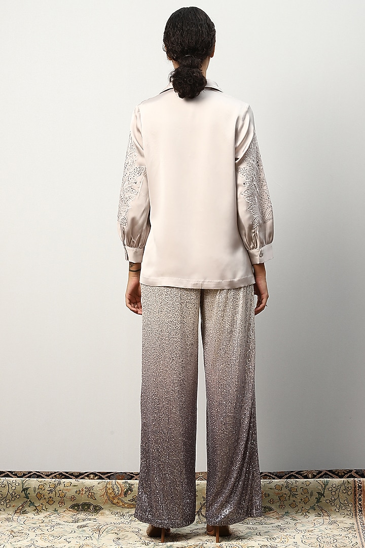 Lavender Poly Satin Top by Ranna Gill at Pernia's Pop Up Shop