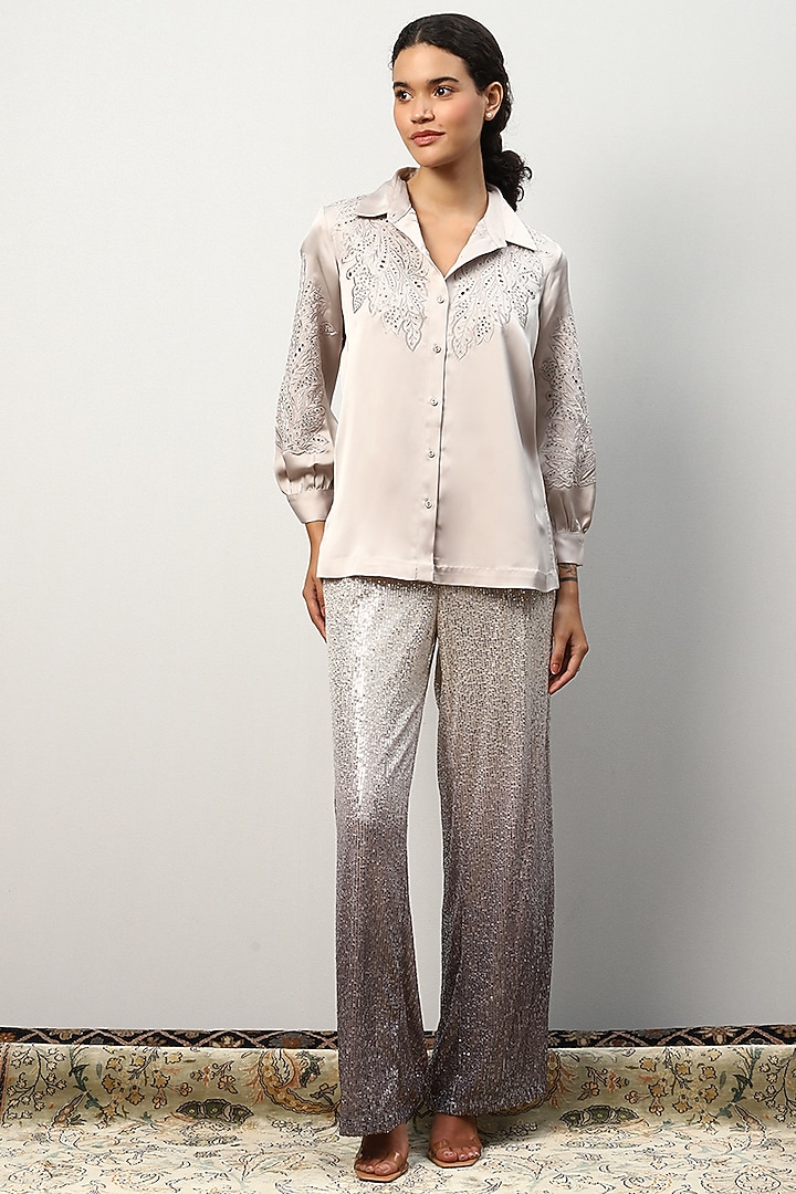 Lavender Poly Satin Top by Ranna Gill at Pernia's Pop Up Shop