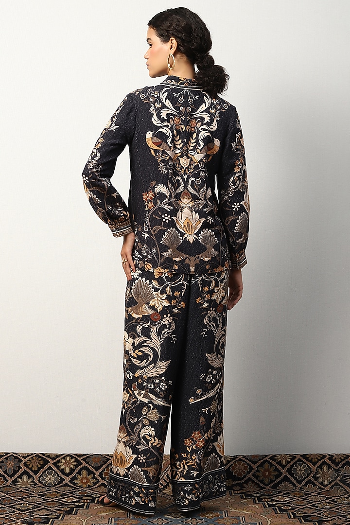 Black Linen Viscose Printed Top by Ranna Gill at Pernia's Pop Up Shop