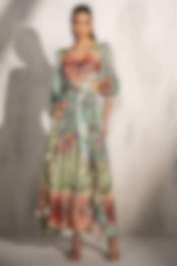 Multi-Colored Viscose Lurex Georgette Floral Printed Vacation Dress by Ranna Gill at Pernia's Pop Up Shop