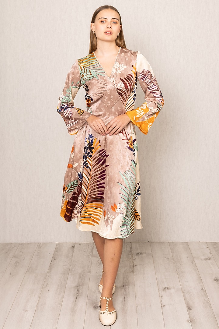 Multi-Colored Viscose Jacquard Printed Vacation Dress by Ranna Gill at Pernia's Pop Up Shop