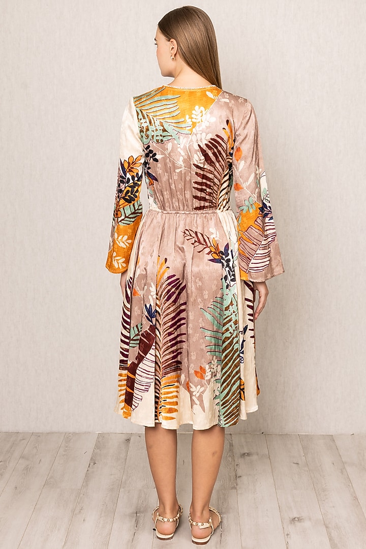 Multi-Colored Viscose Jacquard Floral Printed Midi Vacation Dress by Ranna Gill at Pernia's Pop Up Shop