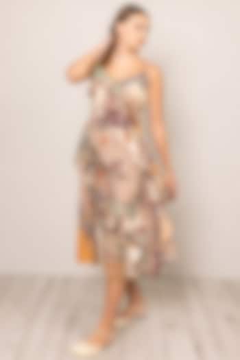 Multi-Colored Viscose Georgette Embroidered & Printed Vacation Dress by Ranna Gill at Pernia's Pop Up Shop