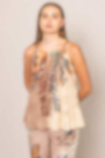 Multi-Colored Viscose Georgette Embroidered & Printed Tank Top by Ranna Gill at Pernia's Pop Up Shop