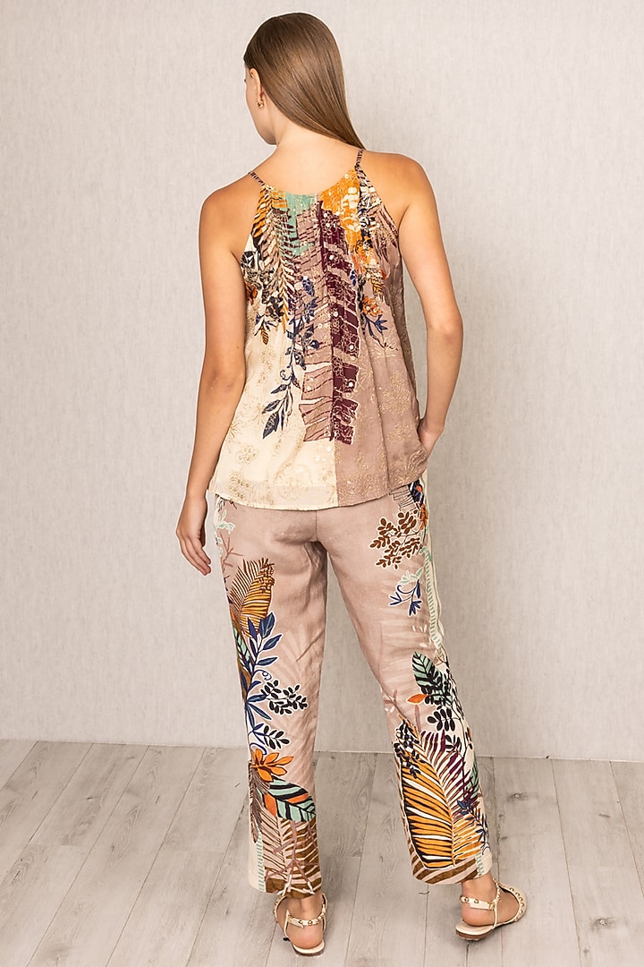 Multi-Colored Viscose Georgette Embroidered & Printed Tank Top by Ranna Gill at Pernia's Pop Up Shop