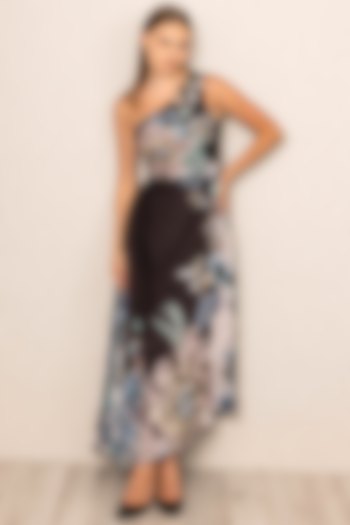 Multi-Colored Poly Satin Printed Vacation Dress by Ranna Gill at Pernia's Pop Up Shop