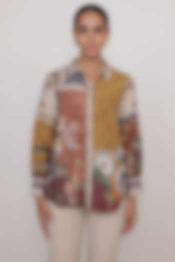 Multi-Colored Viscose Linen Embroidered Shirt by Ranna Gill at Pernia's Pop Up Shop