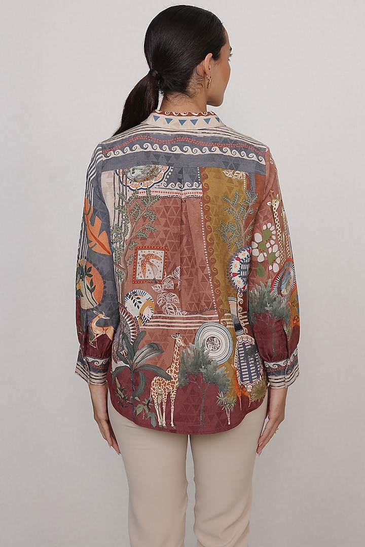 Multi-Colored Viscose Linen Shirt by Ranna Gill at Pernia's Pop Up Shop