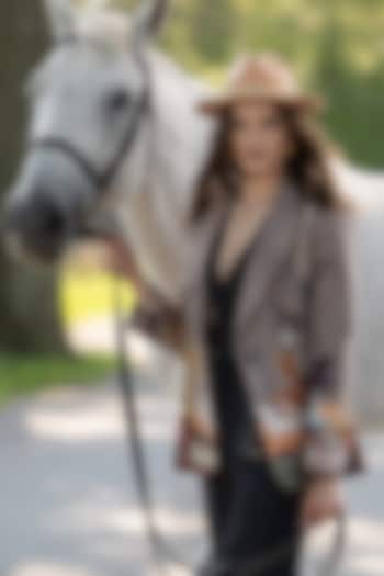 Multi-Colored Crepe Blend Printed Jacket by Ranna Gill at Pernia's Pop Up Shop