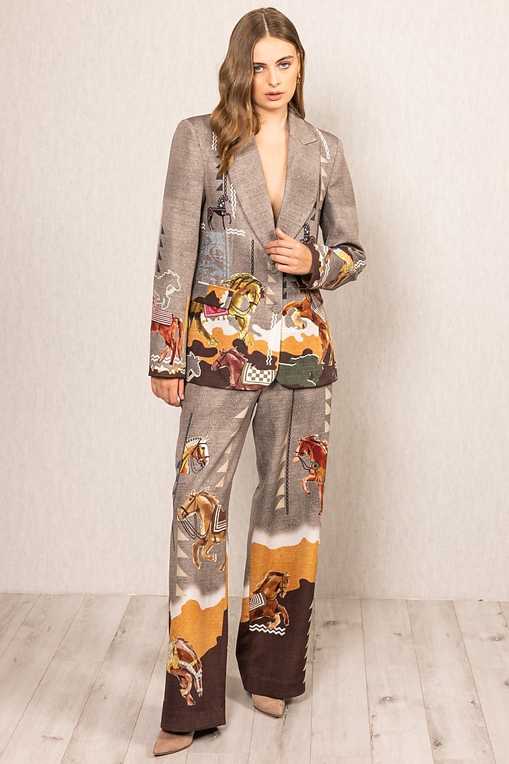 Multi-Colored Crepe Blend Printed High-Waist Pants by Ranna Gill at Pernia's Pop Up Shop