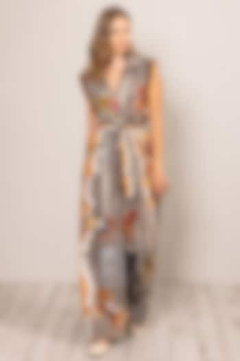 Multi-Colored Crepe Blend Printed & Embroidered Jumpsuit by Ranna Gill at Pernia's Pop Up Shop