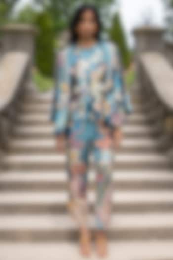 Multi-Colored Linen Viscose Printed Jacket by Ranna Gill at Pernia's Pop Up Shop